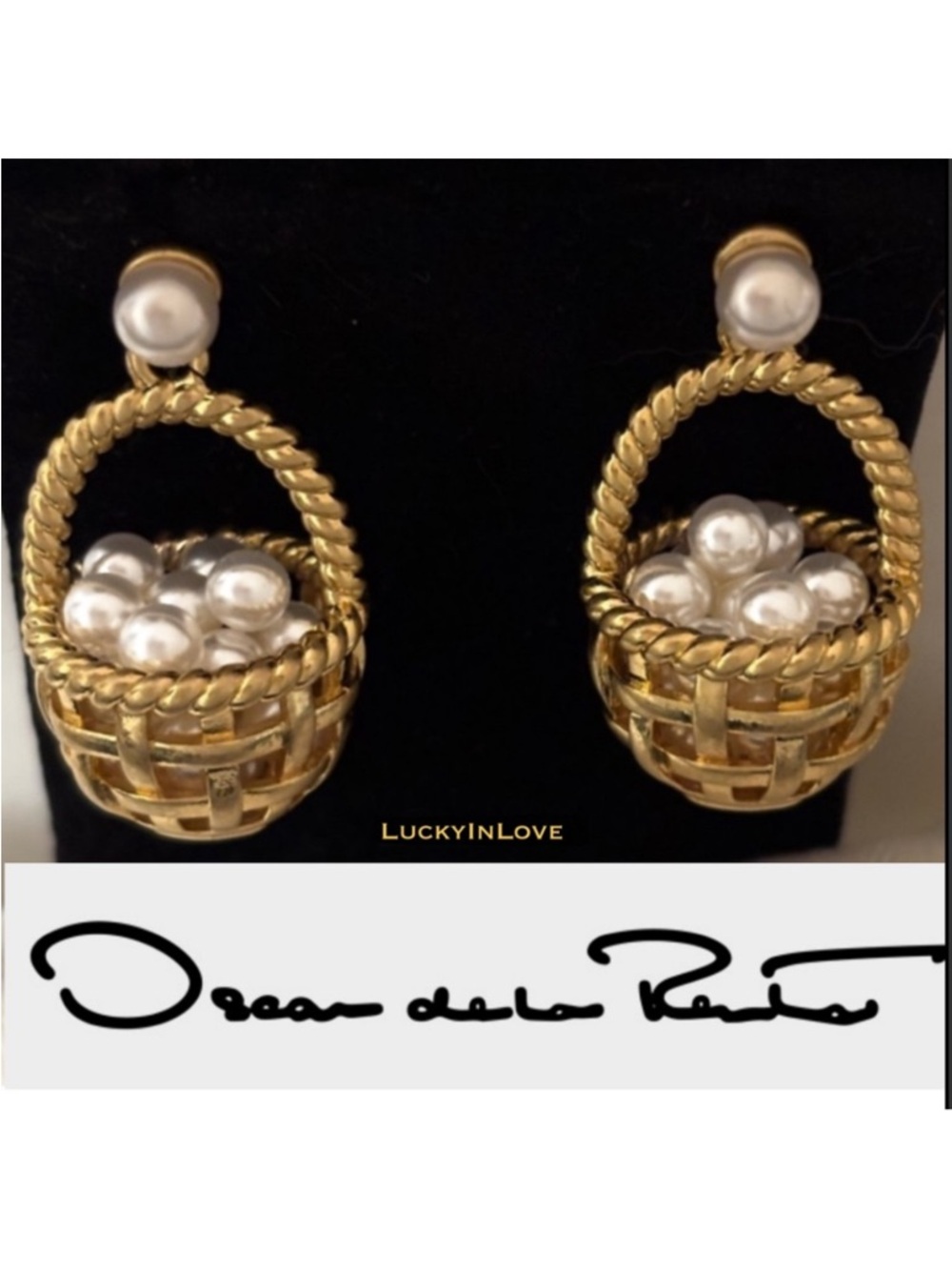 Oscar de la Renta • Basket of Pearls Post Drop Earrings
